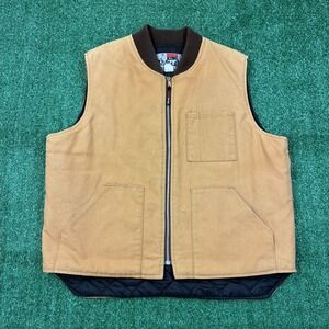 Vintage 90's Work King Canvas Workwear Vest Tan Brown XL